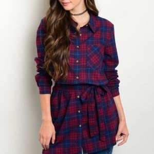 Tops - PLAID PRINT TOP/DUSTER/MINI DRESS Tops - PLAID PRINT TOP/DUSTER/MINI DRESS